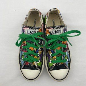 Converse All Star Sticker Cartoon Low Top Lace Up, Multi-Colored, Youth Size 1